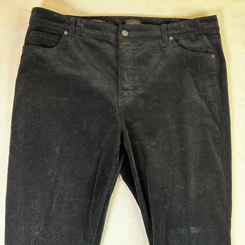 Talbots Black Corduroy‎ Straight Leg Pants Women Size 16P Career Office Preppy